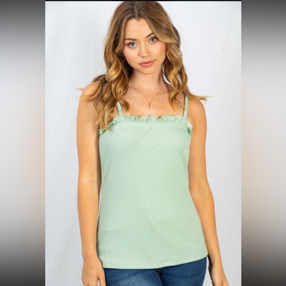 NEW White Birch Sage Green Top size small